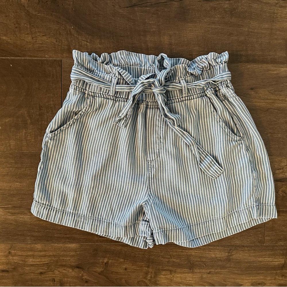 Women’s size small blue and white striped searsucker style shorts.